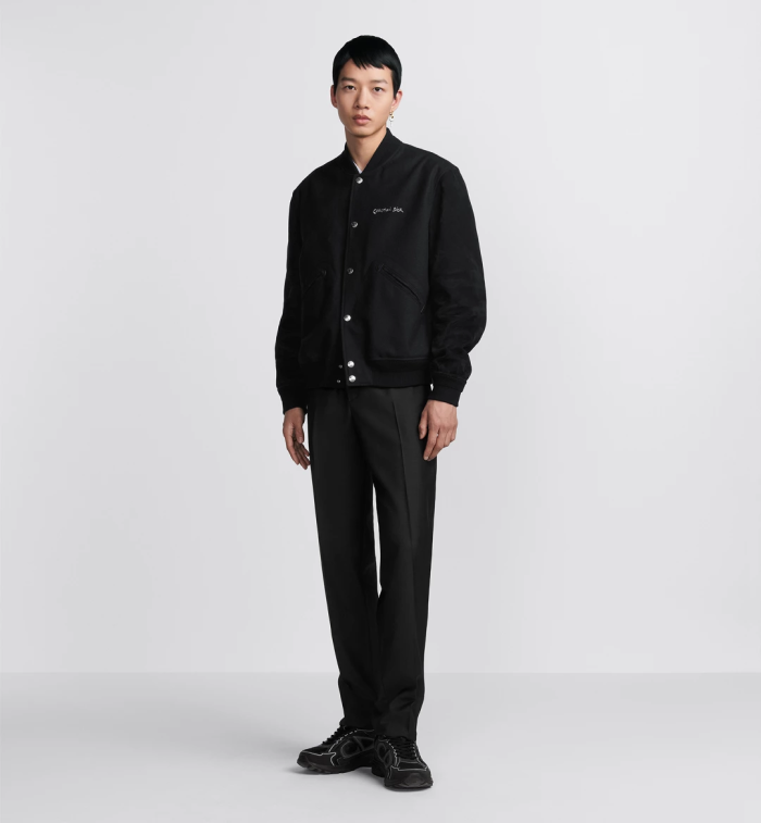 NIGO Dior Men's Fall And Winter Black Letter Print Single Breasted Long Sleeved Baseball Jacket #nigo73172