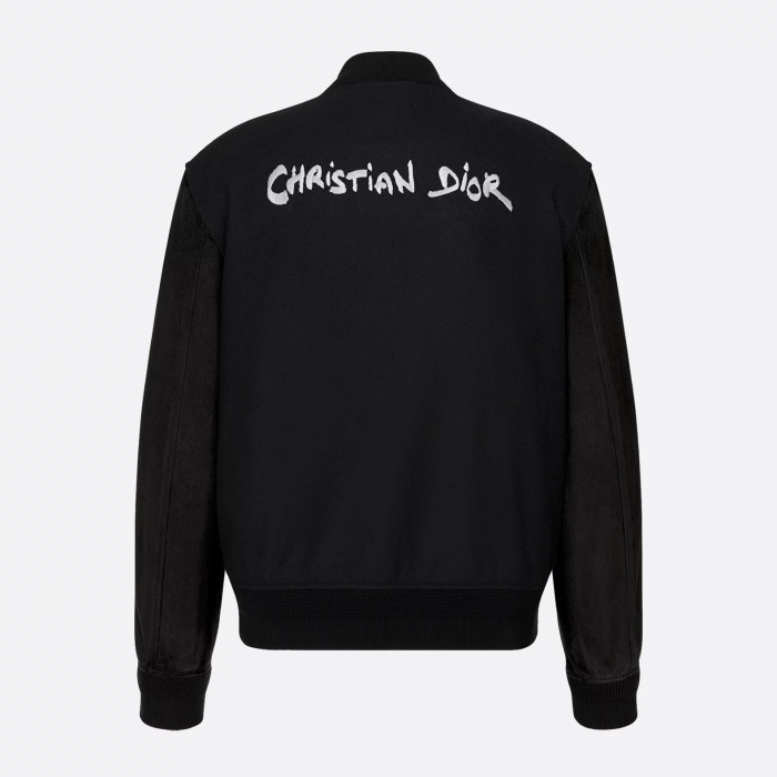 NIGO Dior Men's Fall And Winter Black Letter Print Single Breasted Long Sleeved Baseball Jacket #nigo73172