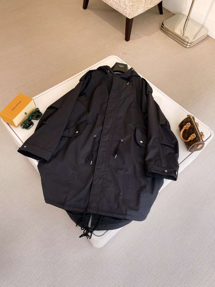 NIGO Celine Men's Spring and Autumn Black Hooded Pocket Zipper Parker Windbreaker Jacket #nigo73178