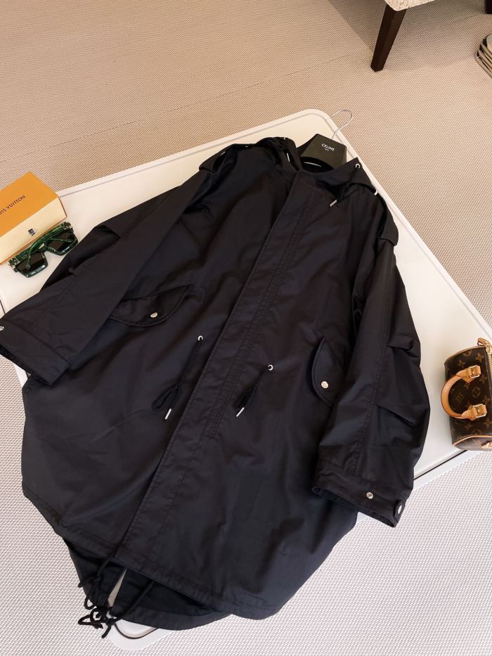 NIGO Celine Men's Spring and Autumn Black Hooded Pocket Zipper Parker Windbreaker Jacket #nigo73178