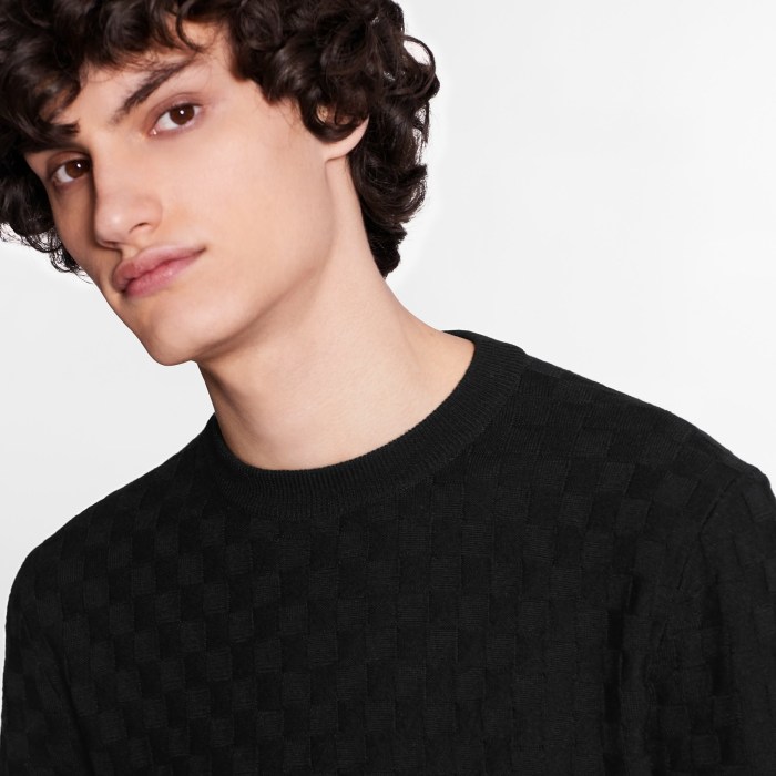 NIGO Louis Vuitton Men's Spring, Autumn And Winter Damier Signature Crew Neck Plaid Solid Color Long Sleeve Fitted Wool Sweater Ngvp #nigo9311