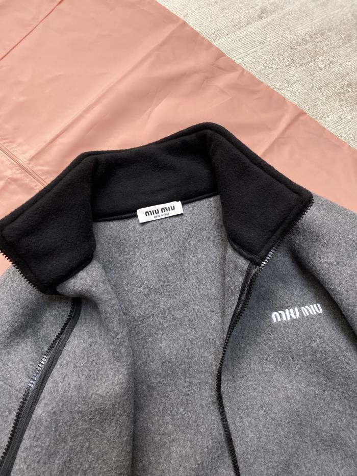 NIGO MiuMiu Men's And Women's Spring And Fall Gray Suede Stand Up Collar Zipper Long Sleeved Jacket #nigo73175
