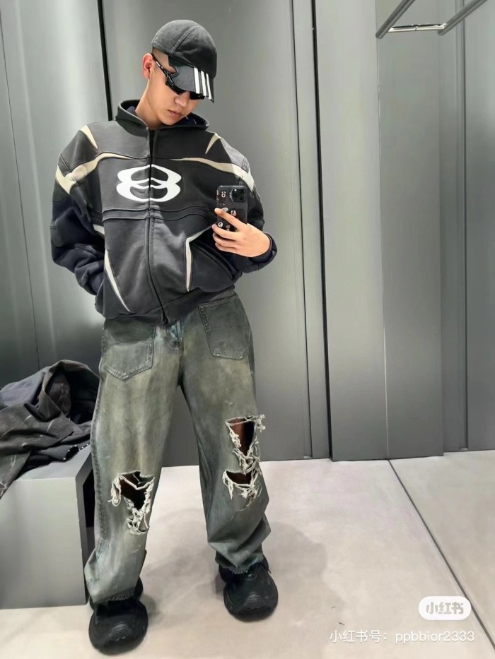 NIGO Balenciaga Men's Women's Spring And Autumn Unity Sports Icon Biker Black Zipper Loose Long Sleeve Hooded Sweatshirt Jacket Ngvp #nigo9312