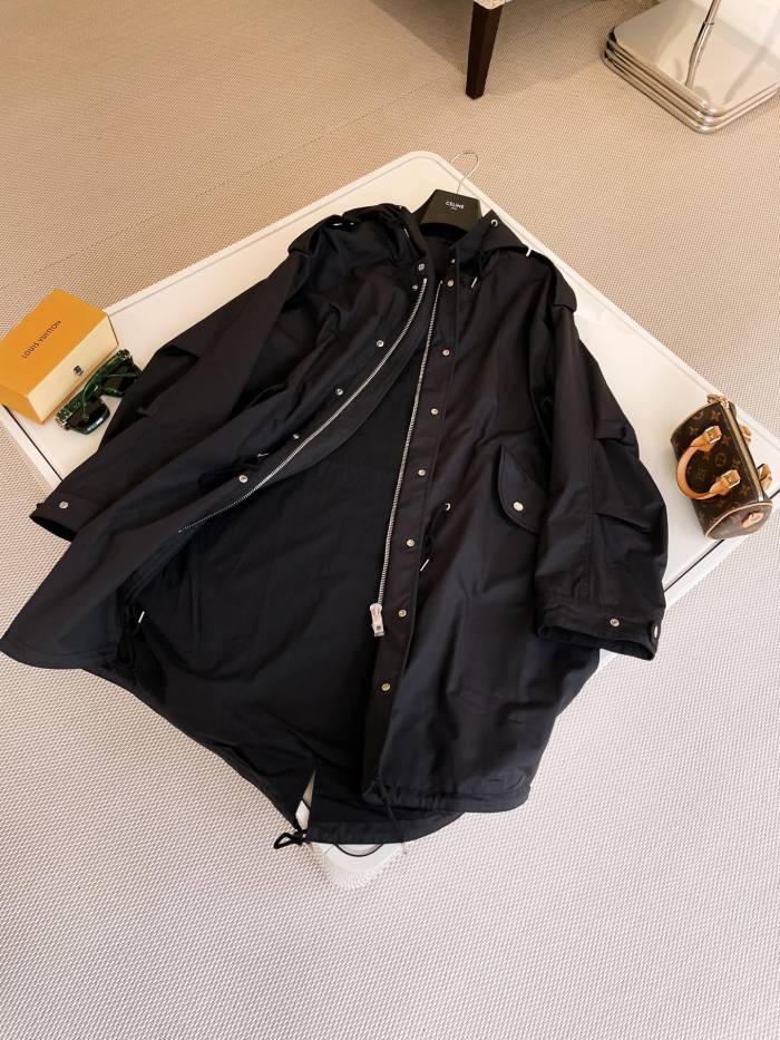 NIGO Celine Men's Spring and Autumn Black Hooded Pocket Zipper Parker Windbreaker Jacket #nigo73178