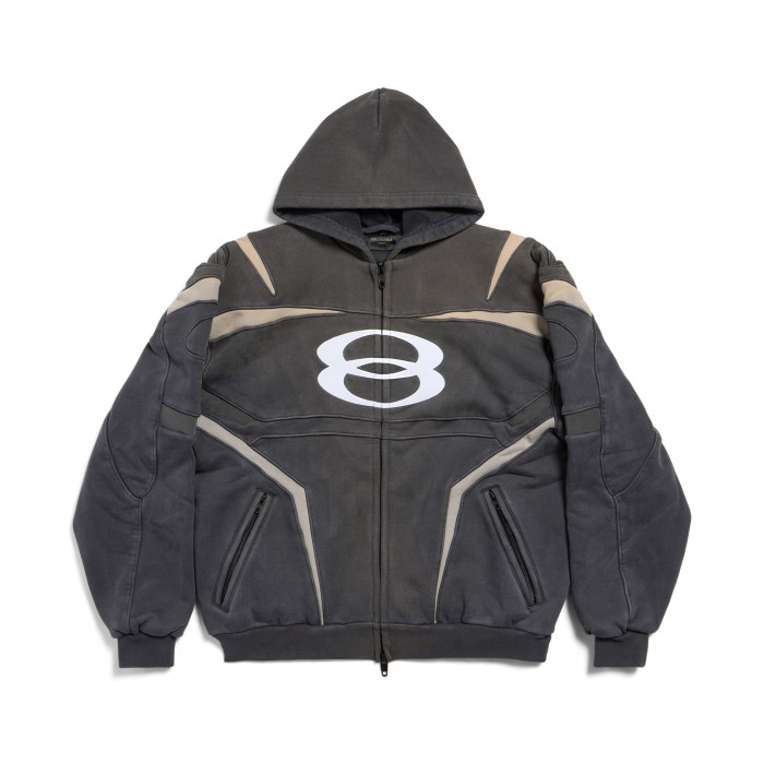 NIGO Balenciaga Men's Women's Spring And Autumn Unity Sports Icon Biker Black Zipper Loose Long Sleeve Hooded Sweatshirt Jacket Ngvp #nigo9312