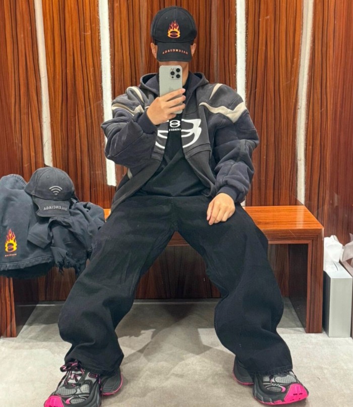 NIGO Balenciaga Men's Women's Spring And Autumn Unity Sports Icon Biker Black Zipper Loose Long Sleeve Hooded Sweatshirt Jacket Ngvp #nigo9312