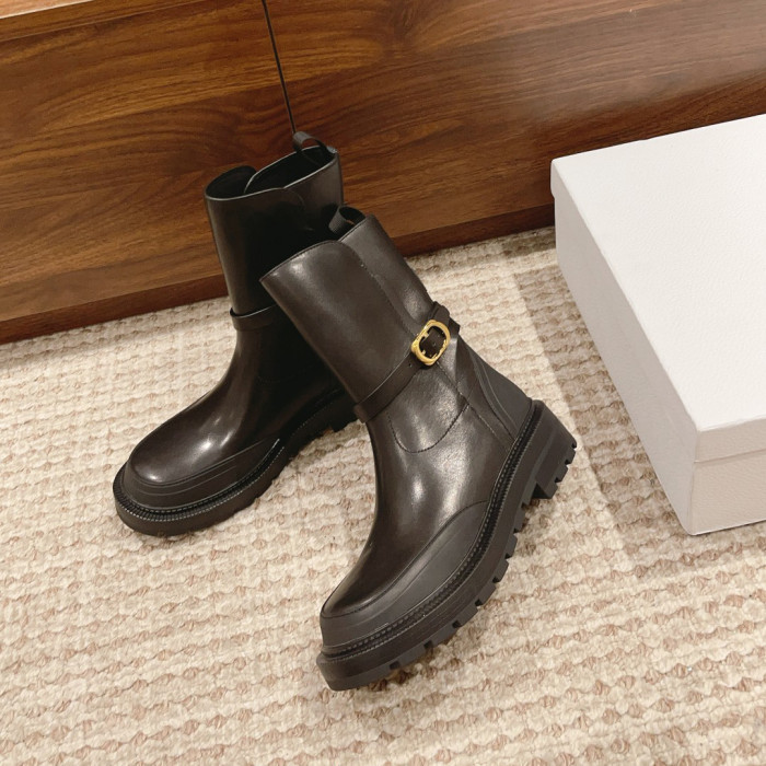 NIGO Dior Women's Autumn and Winter Solid Color Comfortable Simple Cow Leather Short Boots Shoes #nigo73183