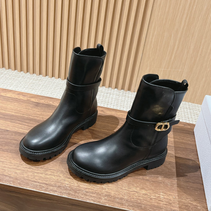 NIGO Dior Women's Autumn and Winter Solid Color Comfortable Simple Cow Leather Short Boots Shoes #nigo73183