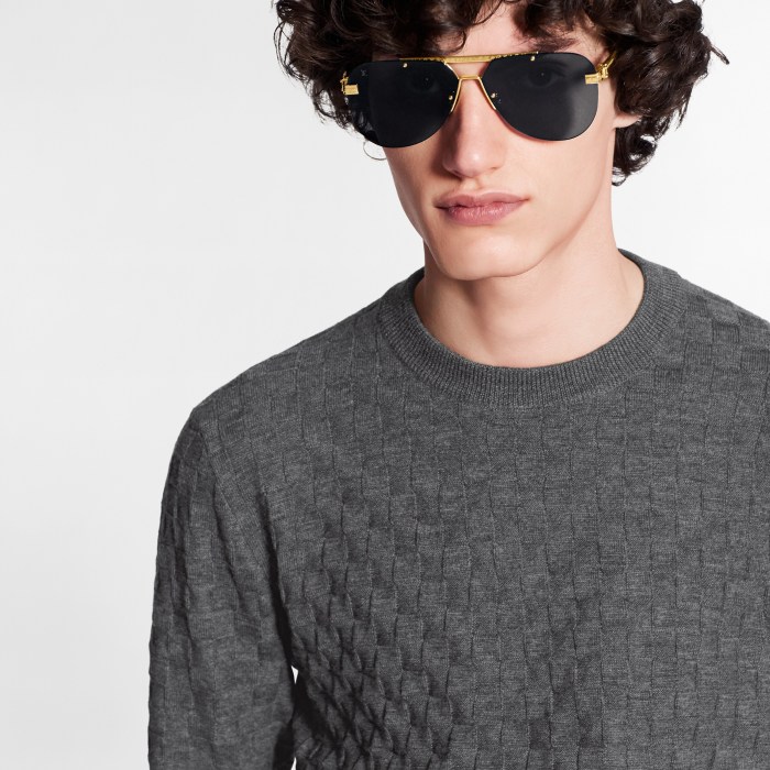 NIGO Louis Vuitton Men's Spring, Autumn And Winter Damier Signature Crew Neck Plaid Solid Color Long Sleeve Fitted Wool Sweater Ngvp #nigo9311