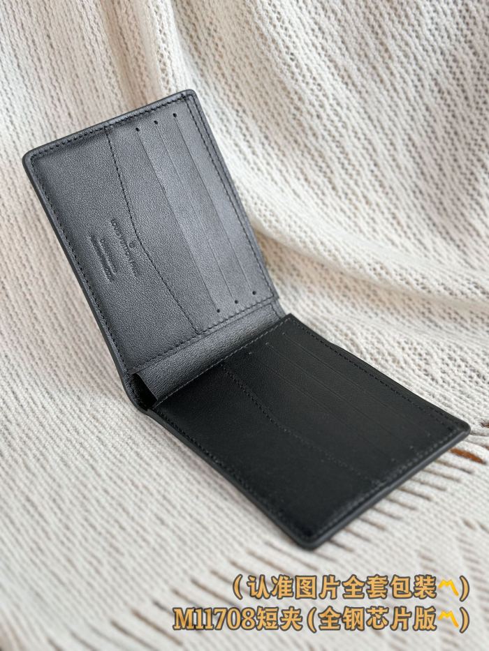 NIGO Louis Vuitton Men's Letter Printed Black Brushed Cowhide Short Wallet Card Case Bag Bags #nigo73187