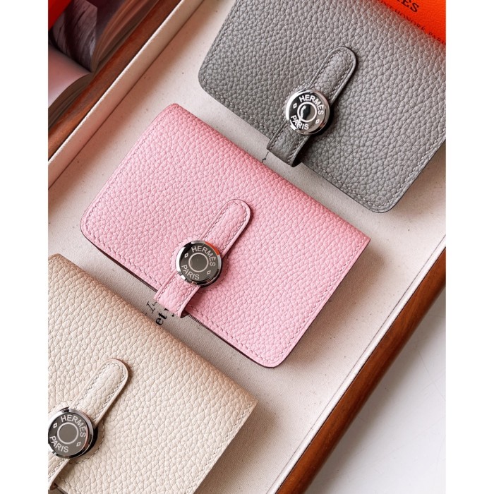 NIGO Hermes Women Solid Color Leather Drawstring Metal Buckle Closure Card Bag Clutch Bag Bags #nigo73192