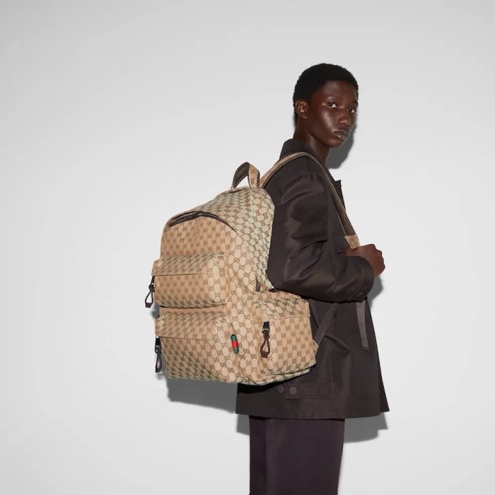 NIGO Gucci Men's Embossed Logo Adjustable Shoulder Strap Zipper Closure Canvas Shoulder Bag Backpack Bags #nigo73195
