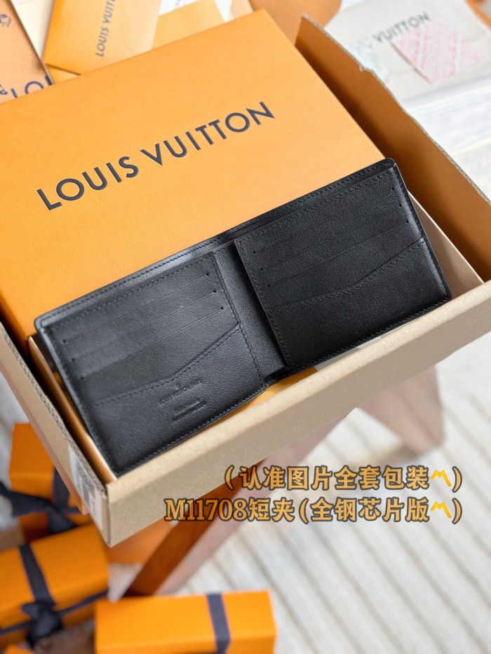 NIGO Louis Vuitton Men's Letter Printed Black Brushed Cowhide Short Wallet Card Case Bag Bags #nigo73187