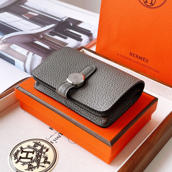 NIGO Hermes Women Solid Color Leather Drawstring Metal Buckle Closure Card Bag Clutch Bag Bags #nigo73192