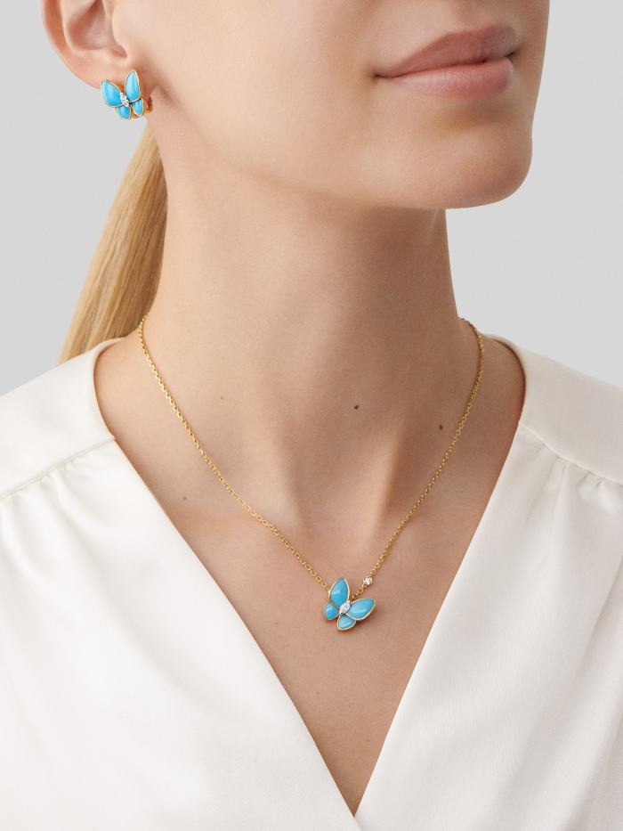 NIGO Van Cleef&Arpels Women's Exquisite And Elegant V-Gold Material Two Butterfly Finger Ring, Pendant Necklace, Earring Set Accessories #nigo71634
