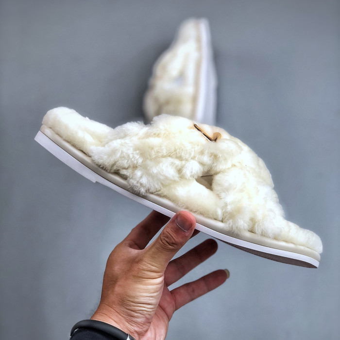 NIGO Louis Vuitton Women's Spring and Autumn Solid Color Wool Leather Upper Letter Metal Decoration Flat Bottom One Slippers Shoes #nigo73215
