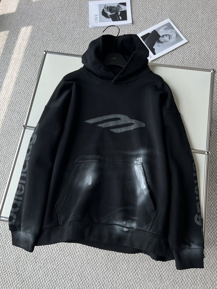 NIGO Balenciaga Men's Spring and Autumn Black Letter Printed Hooded Pullover Long Sleeve Sweatshirt #nigo73213