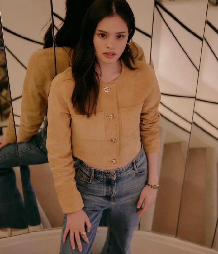 NIGO Chanel Women's Spring, Autumn And Winter Single-breasted Floral Long Sleeve Short Leather Jacket Casual V-neck Leather Vest Pure Color High Street Style Leather Long Half Skirt Suit Set #nigo71636