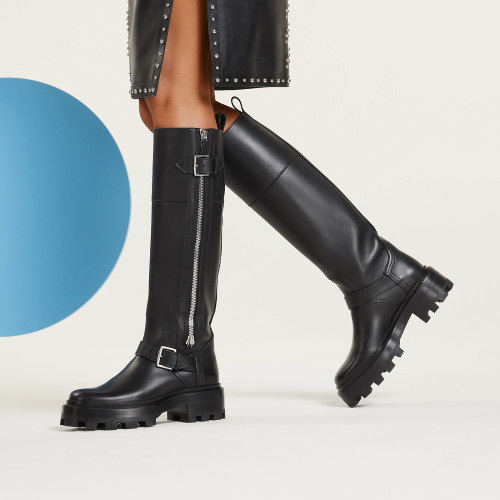 NIGO Hermes Women's Fall and Winter Fashion Retro Belt Buckle Black Thigh High Boots Cowhide Jaime Boots Shoes #nigo71632