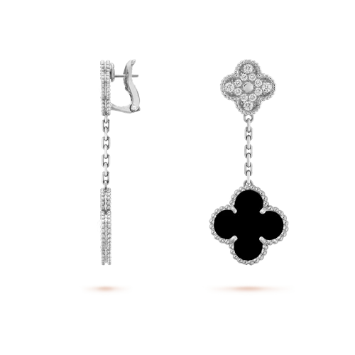 NIGO Van Cleef&Arpels Women's Fashion Black Agate Clover V Gold Material Magic Alhambra Earrings Jewelry #nigo71633