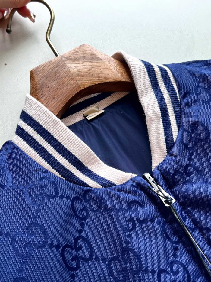 NIGO Gucci Men's Spring and Autumn Navy Reversible Round Neck Zipper Sport Long Sleeve Jacket #nigo73214