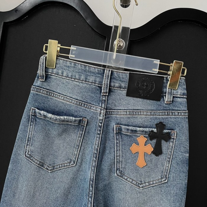 NIGO Chrome Hearts Women's Spring And Fall Blue High-waisted Thin Slim Stretch Flare Jeans Pants #nigo73217