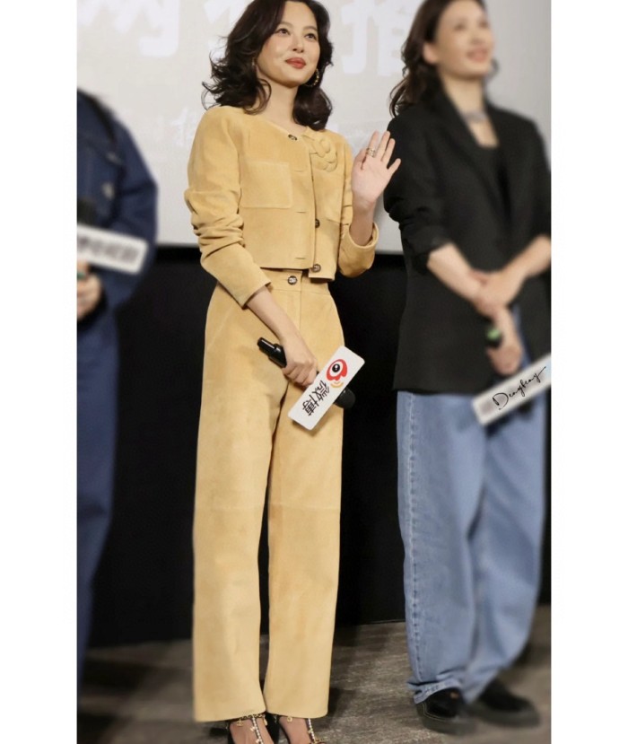 NIGO Chanel Women's Spring, Autumn And Winter Single-breasted Floral Long Sleeve Short Leather Jacket Casual V-neck Leather Vest Pure Color High Street Style Leather Long Half Skirt Suit Set #nigo71636