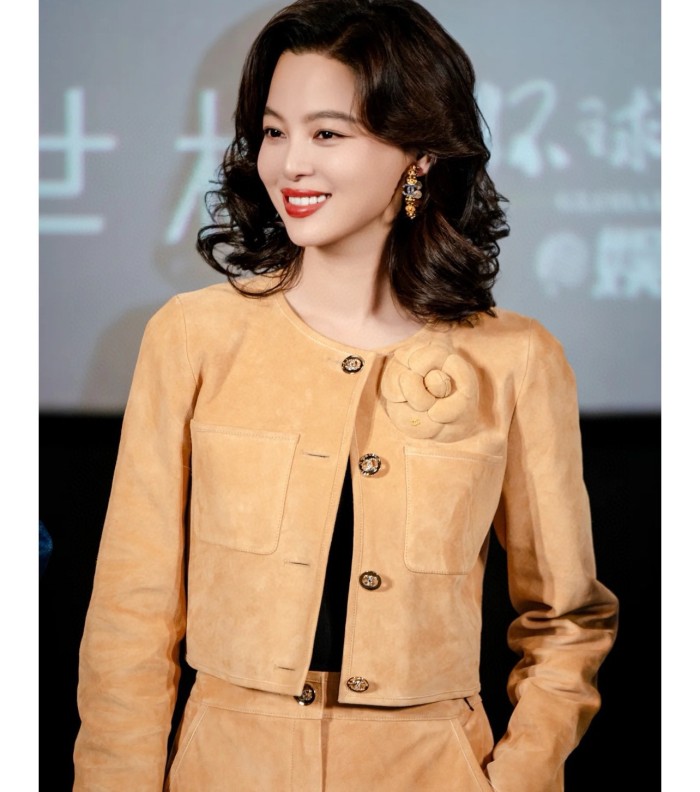 NIGO Chanel Women's Spring, Autumn And Winter Single-breasted Floral Long Sleeve Short Leather Jacket Casual V-neck Leather Vest Pure Color High Street Style Leather Long Half Skirt Suit Set #nigo71636