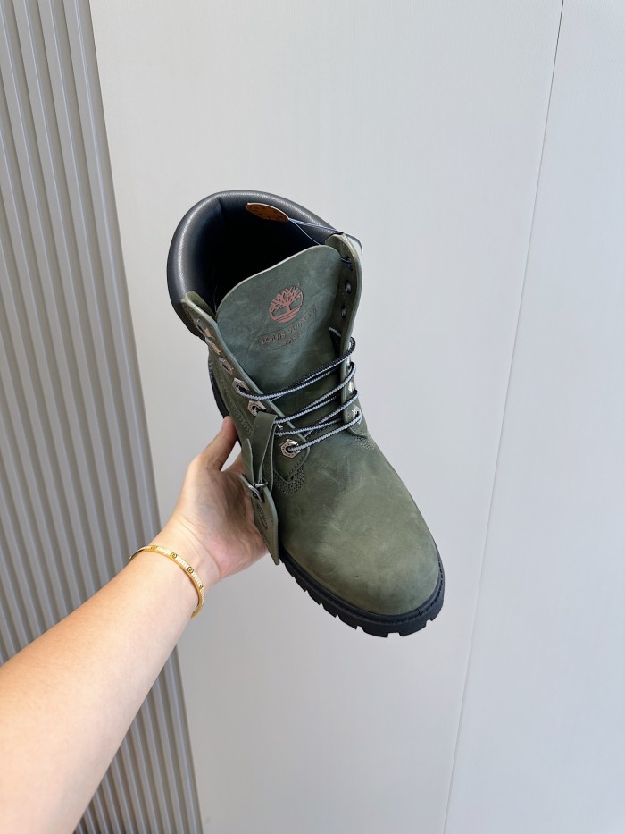 NIGO Louis Vuitton Men's And Women's Fall And Winter Old Flower Print Round Head Lace Up Embossed Waterproof Suede And Ankle Boots Martin Boots Shoes #nigo73226