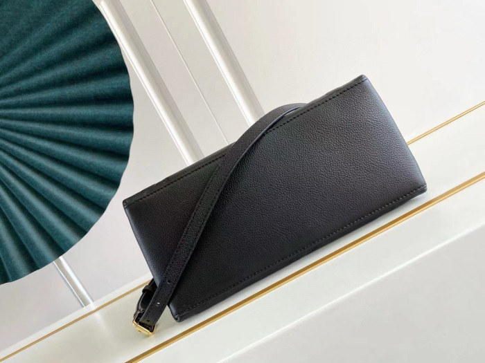 NIGO Louis Vuitton Women's Black Classic Logo Printed Grained Cowhide Shoulder Handbag Bag Bags #nigo73229