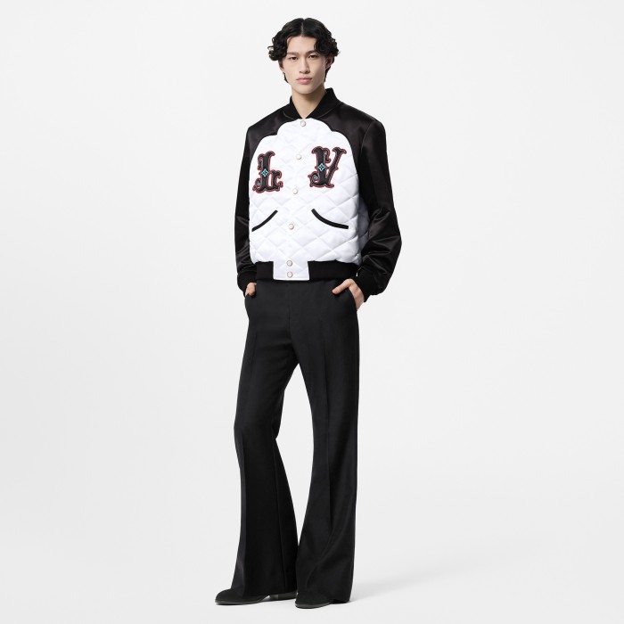 NIGO Louis Vuitton Men's Autumn and Winter Color Blocking Letter Logo Embroidery Single Breasted Pilot Long Sleeve Jacket #nigo73238