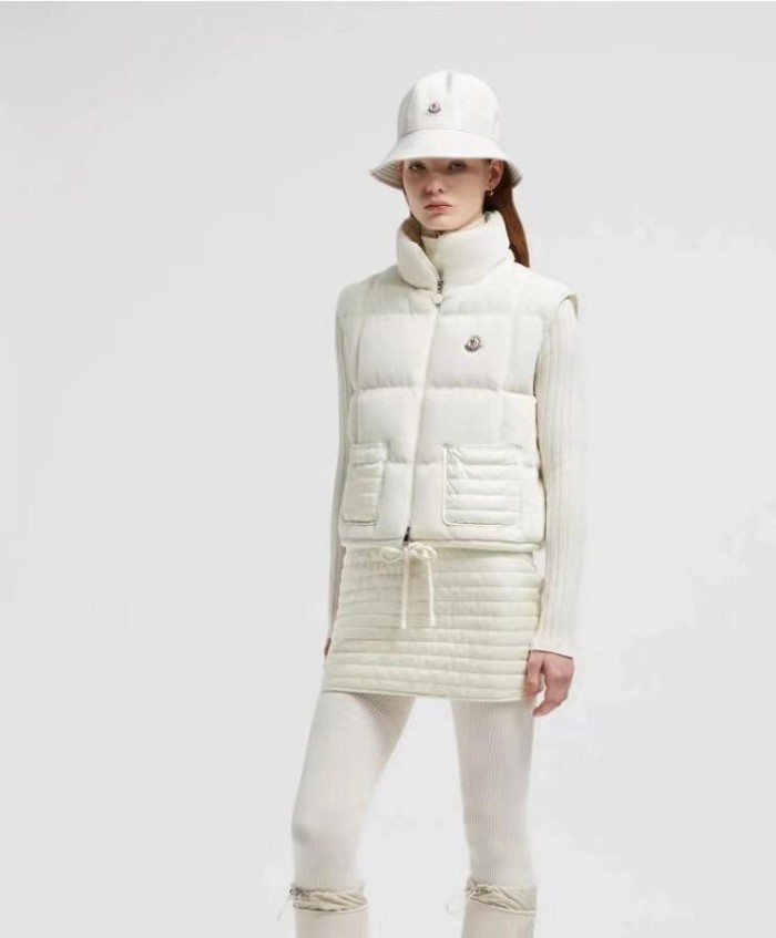 NIGO Moncler Women's Autumn and Winter Solid Color Embroidery Logo Zipper Drawstring Hem Puffer Down Vest Jacket #nigo73235