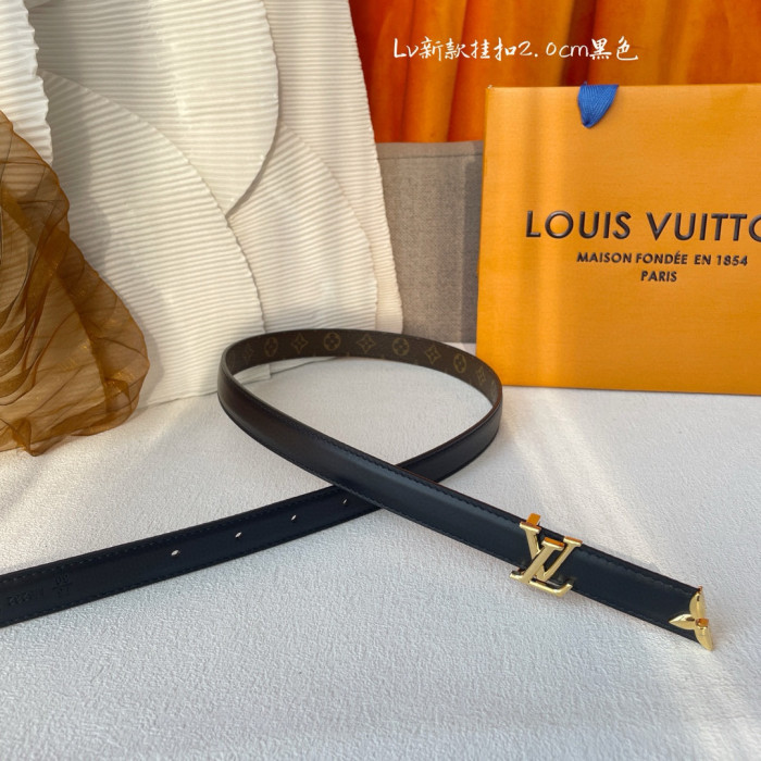NIGO Louis Vuitton Women's Black Brown Reversible Leather Belt Width 2cm #nigo73231