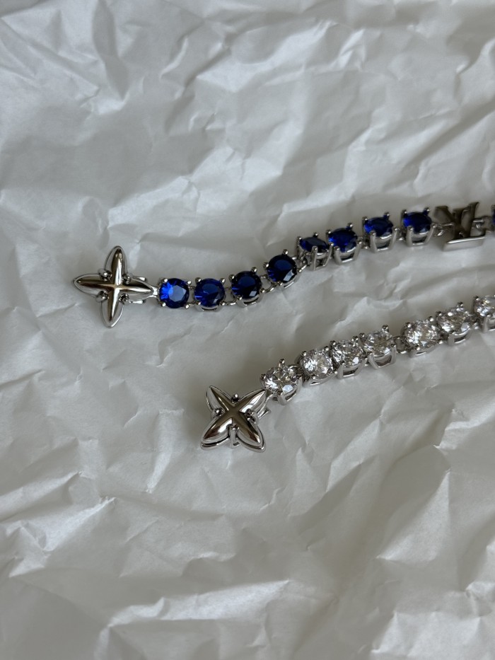 NIGO Louis Vuitton CRYSTAL Men's Blue Monogrammed Zirconia Bracelet Jewelry #nigo73244