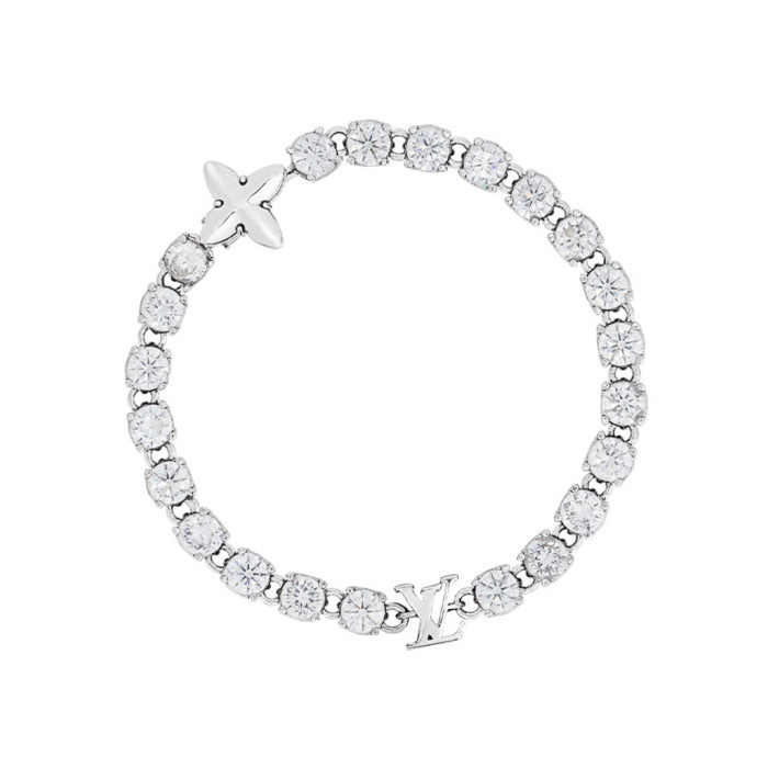 NIGO Louis Vuitton CRYSTAL Men's Blue Monogrammed Zirconia Bracelet Jewelry #nigo73244