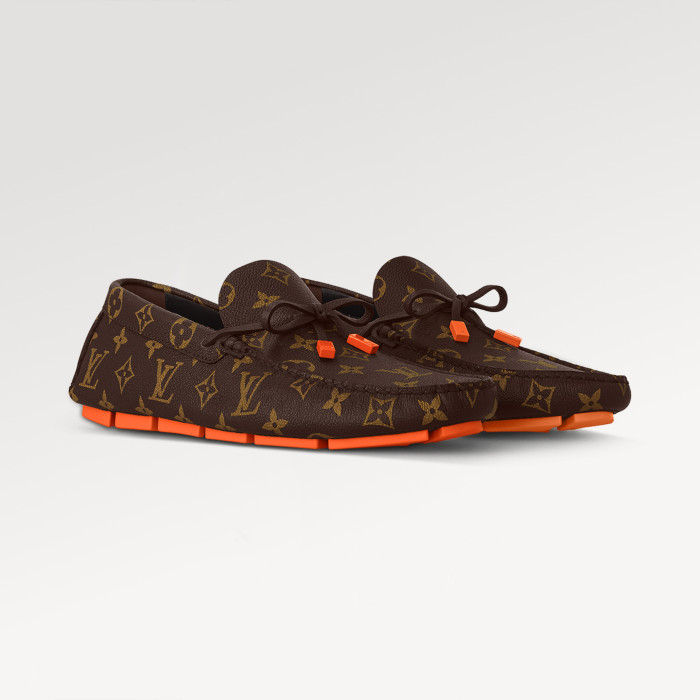 NIGO Louis Vuitton DRIVER Moccasin Shoes Men's Printed Lace Up Temperament Fashion Casual Cowhide Flat Shoes  #nigo71658