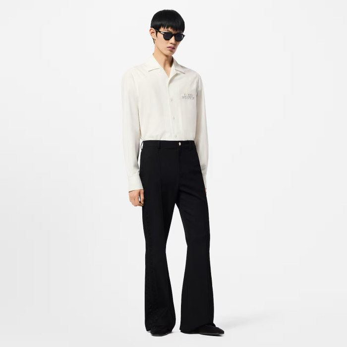 NIGO Louis Vuitton Men's Spring And Fall White Letters Logo Embroidery Single Breasted Long Sleeved Shirt #nigo73264