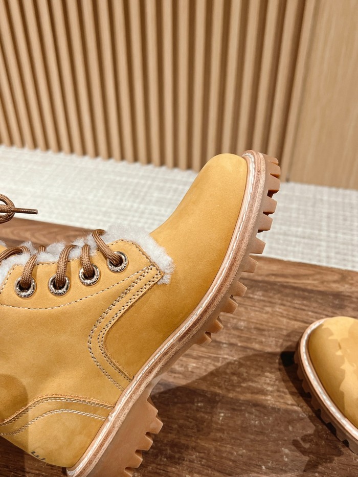 NIGO Celine Men's and Women's Brown Lace-up Martin Boots Patchwork Plush Suede Shoes #nigo73269