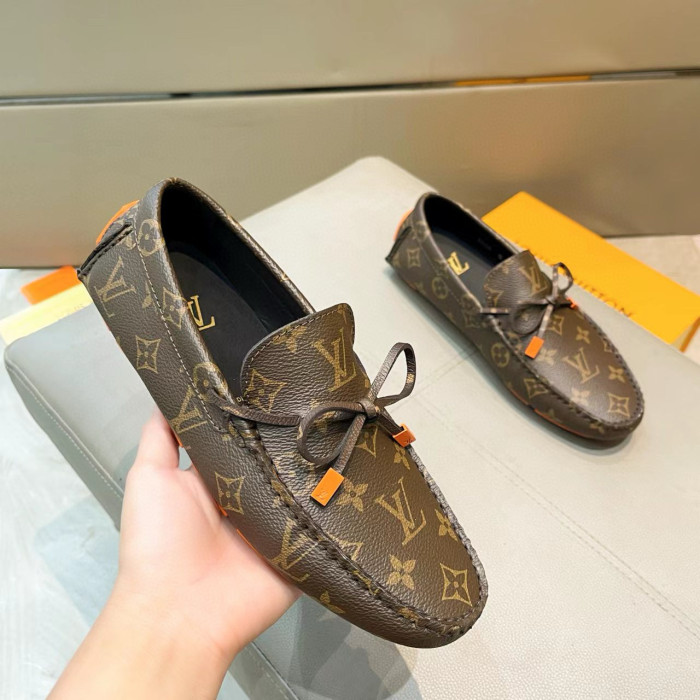NIGO Louis Vuitton DRIVER Moccasin Shoes Men's Printed Lace Up Temperament Fashion Casual Cowhide Flat Shoes  #nigo71658