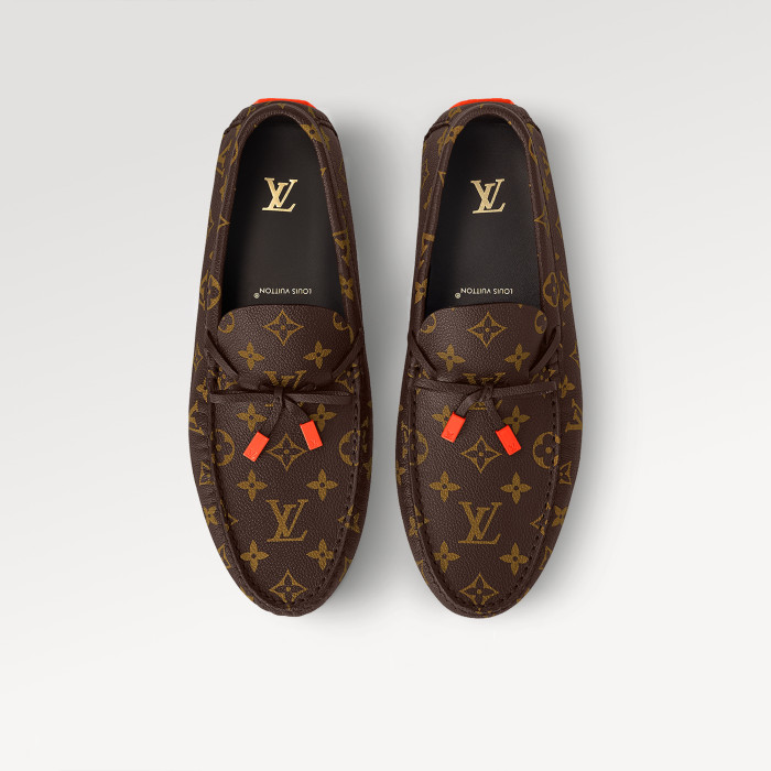 NIGO Louis Vuitton DRIVER Moccasin Shoes Men's Printed Lace Up Temperament Fashion Casual Cowhide Flat Shoes  #nigo71658