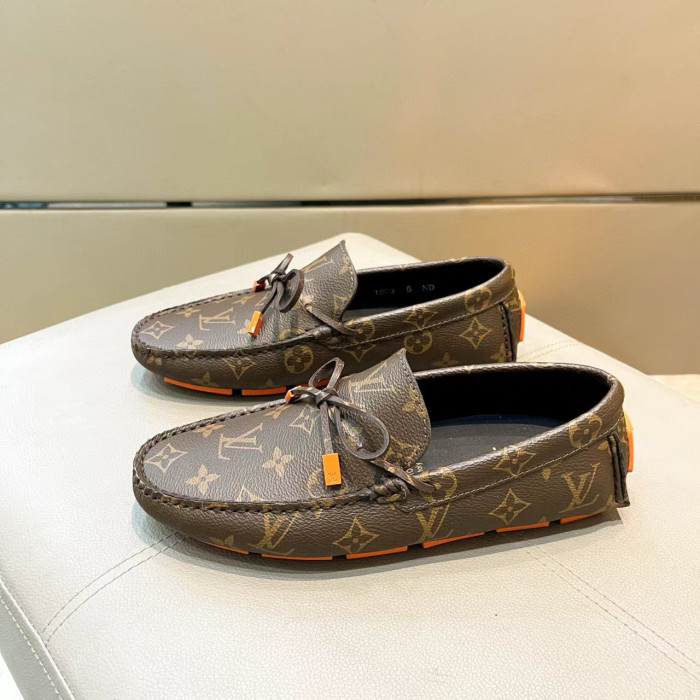 NIGO Louis Vuitton DRIVER Moccasin Shoes Men's Printed Lace Up Temperament Fashion Casual Cowhide Flat Shoes  #nigo71658