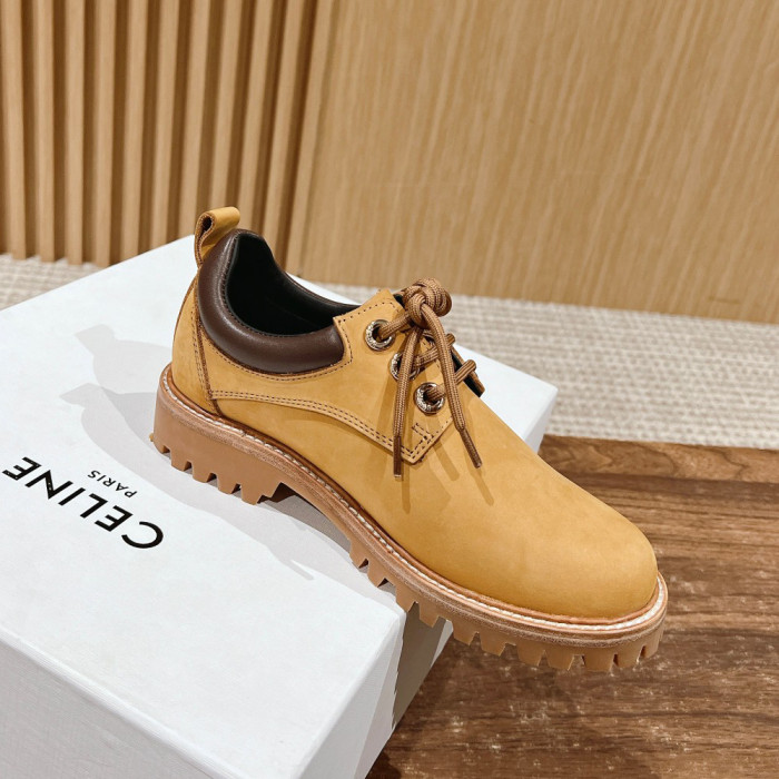 NIGO Celine Men's and Women's Brown Lace-up Martin Boots Patchwork Plush Suede Shoes #nigo73269