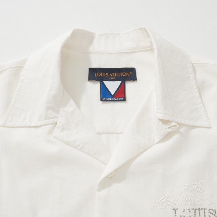 NIGO Louis Vuitton Men's Spring And Fall White Letters Logo Embroidery Single Breasted Long Sleeved Shirt #nigo73264