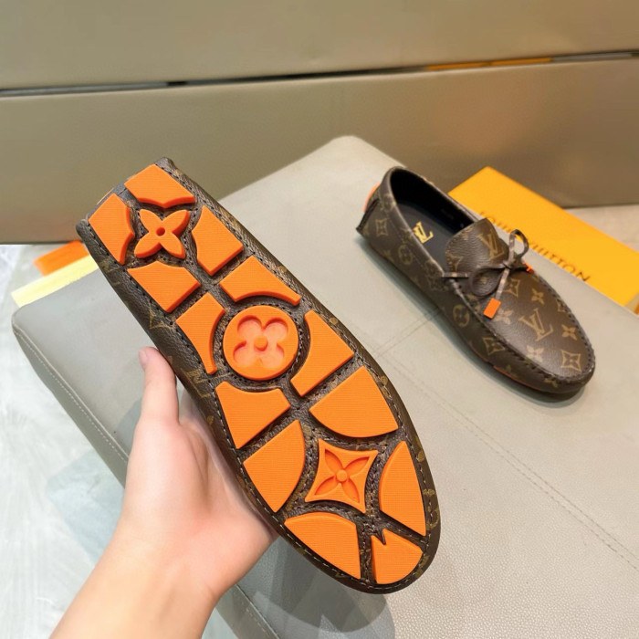 NIGO Louis Vuitton DRIVER Moccasin Shoes Men's Printed Lace Up Temperament Fashion Casual Cowhide Flat Shoes  #nigo71658