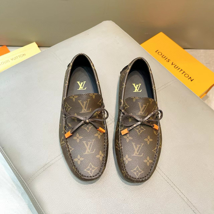 NIGO Louis Vuitton DRIVER Moccasin Shoes Men's Printed Lace Up Temperament Fashion Casual Cowhide Flat Shoes  #nigo71658
