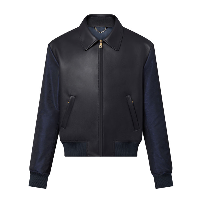 NIGO Louis Vuitton Men's Autumn and Winter Solid Color Leather Zipper Side Pocket Long Sleeve Jacket #nigo73268