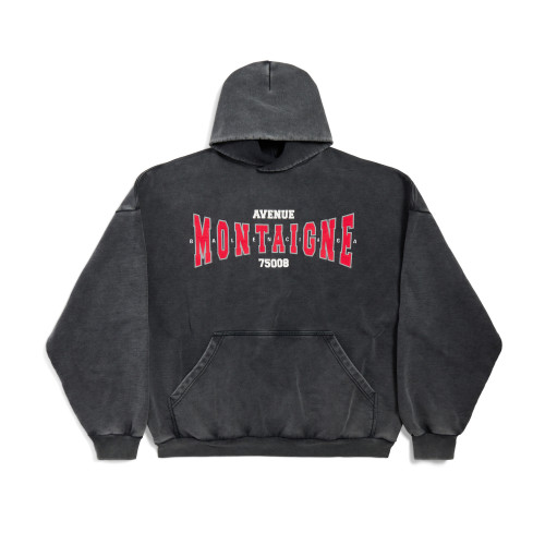 NIGO Balenciaga Men Women Spring Autumn High Street Letter Print Black Cotton Faded Loose Long Sleeve Hooded Sweatshirt Ngvp #nigo9345