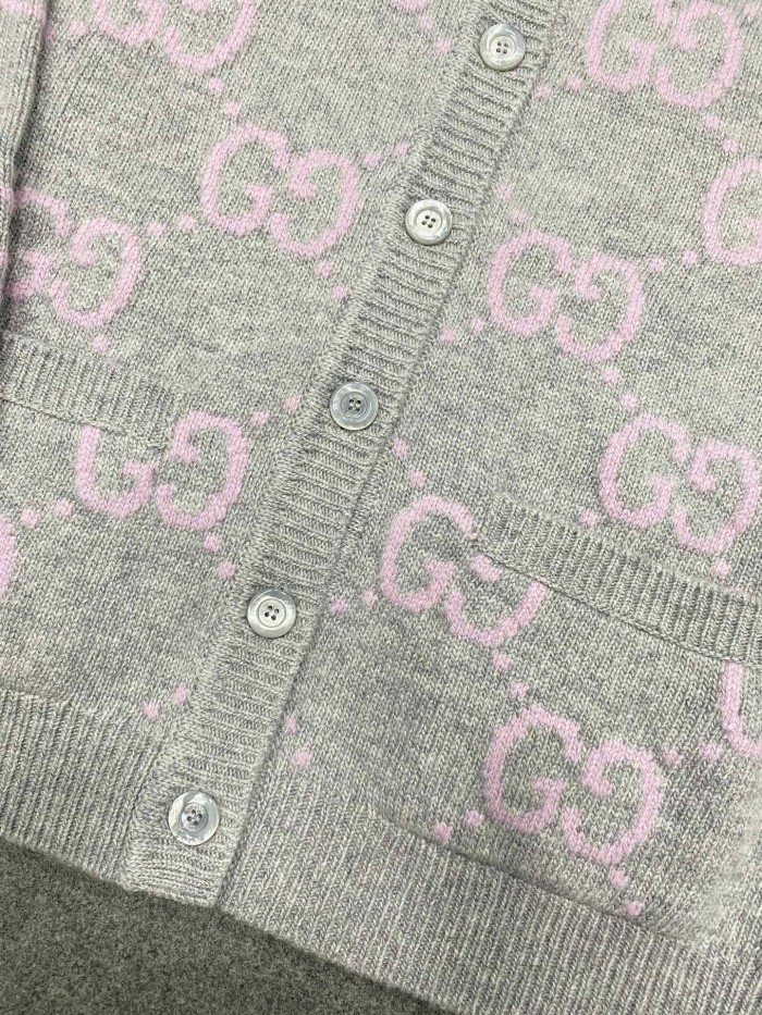 NIGO Gucci Women's Fall And Winter Double G Knit Round Neck Single Breasted Long Sleeved Jacket Sweater #nigo73276
