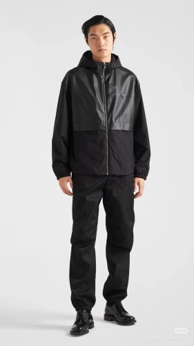 NIGO Prada Men's Spring and Fall Black Logo Patchwork High Collar Zipper Jacket #nigo73282
