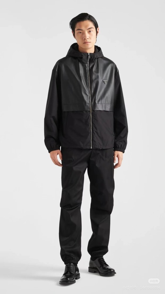 NIGO Prada Men's Spring and Fall Black Logo Patchwork High Collar Zipper Jacket #nigo73282